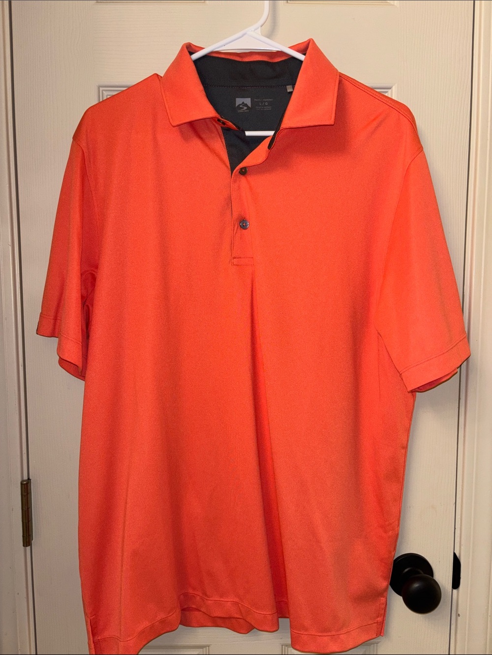 Men's Casual Button-Down Polo Shirt - Orange